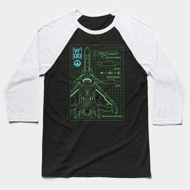 Macross VF0D Blueprint Baseball T-Shirt by don_kuma